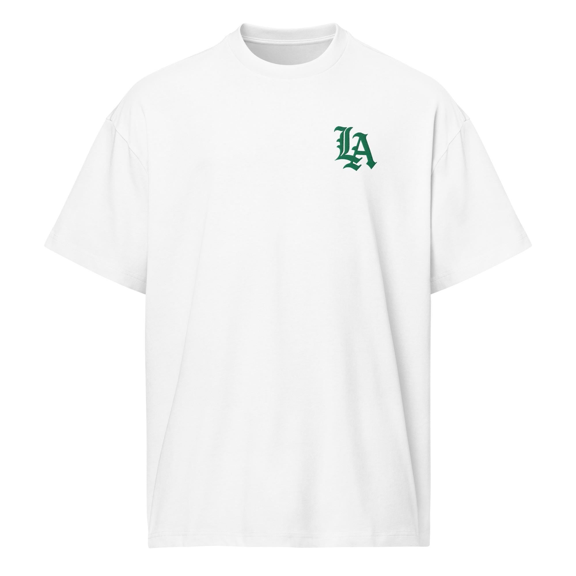 Old English LA Box Tee w/Green Embroidery