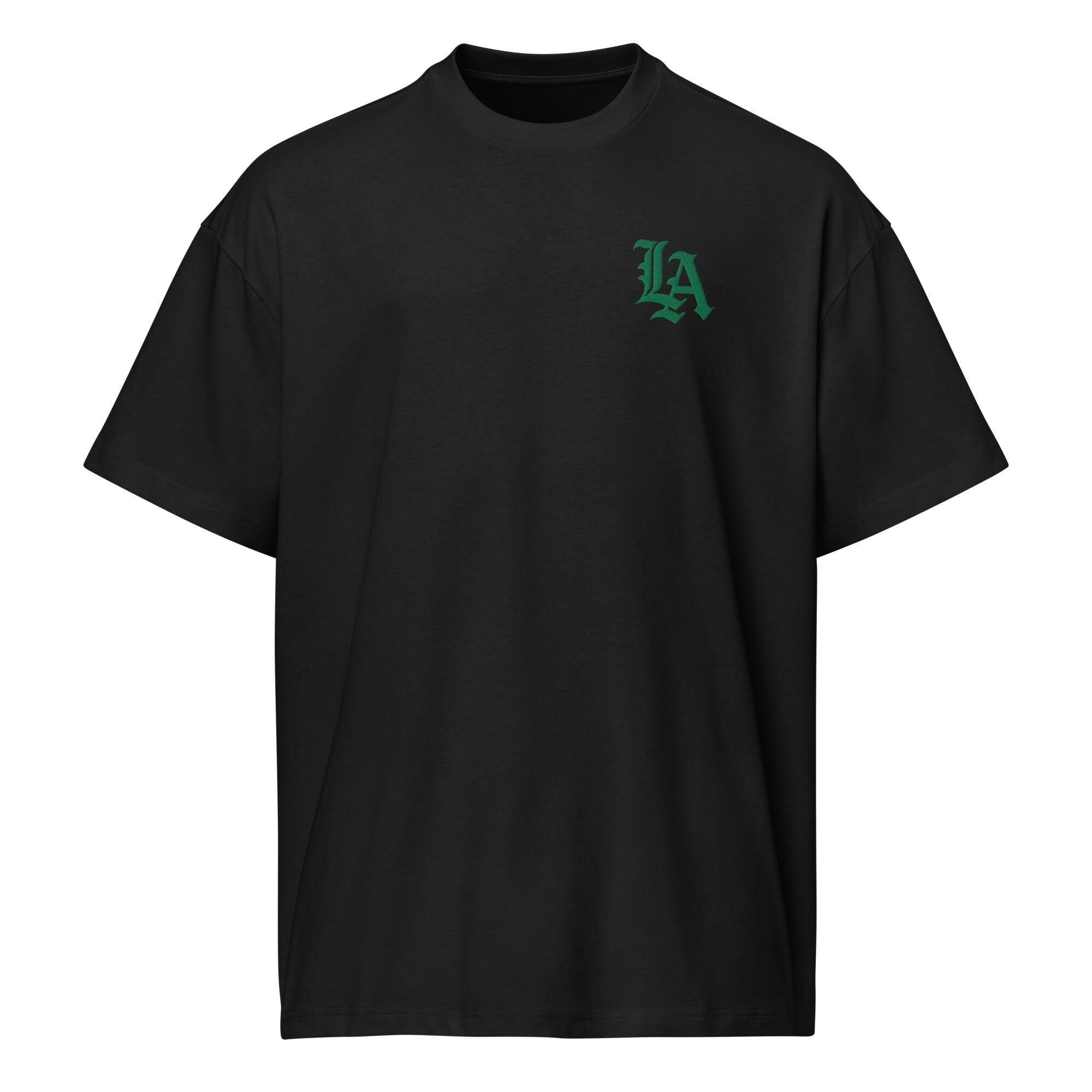 Old English LA Box Tee w/Green Embroidery
