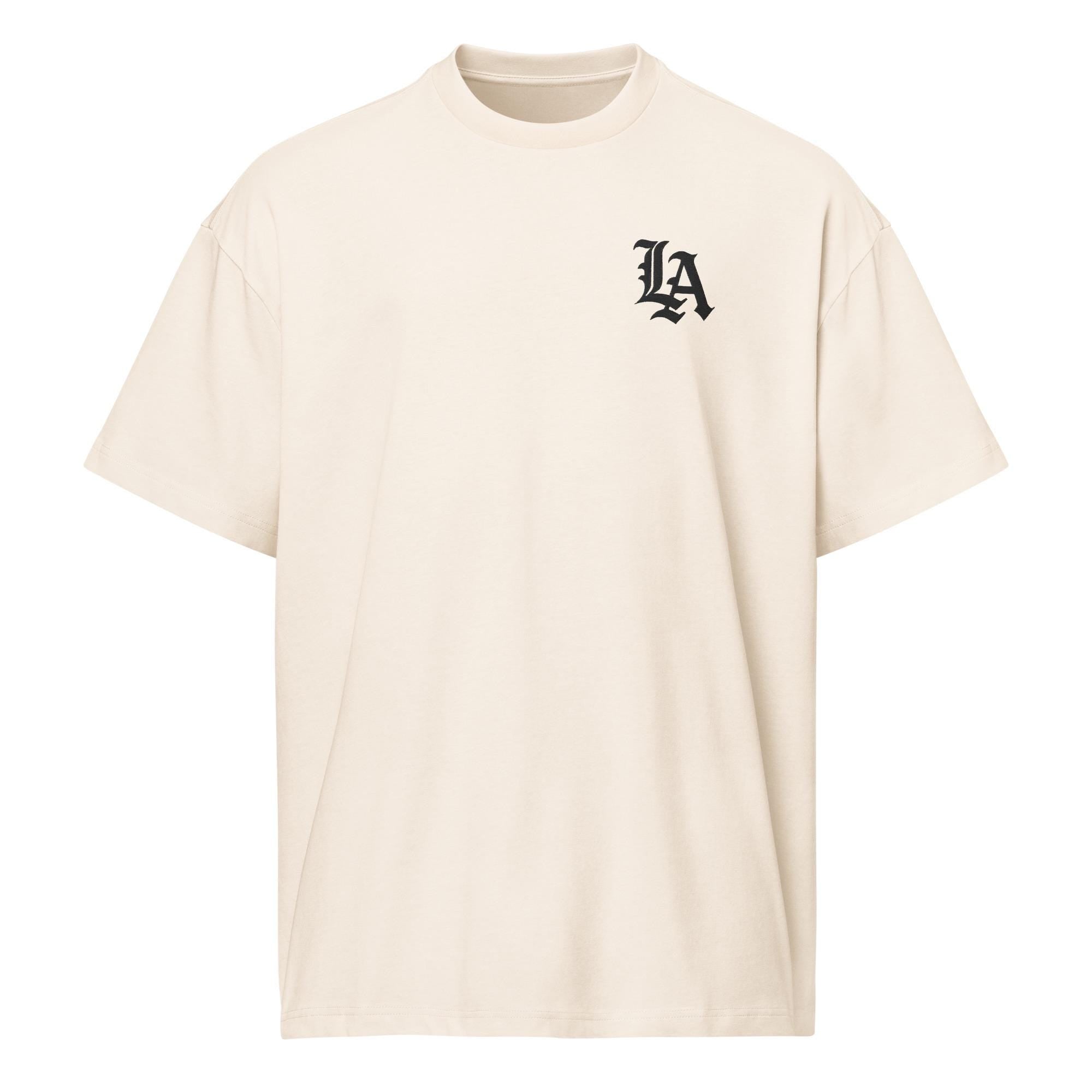Old English LA Box Tee w/Black Embroidery