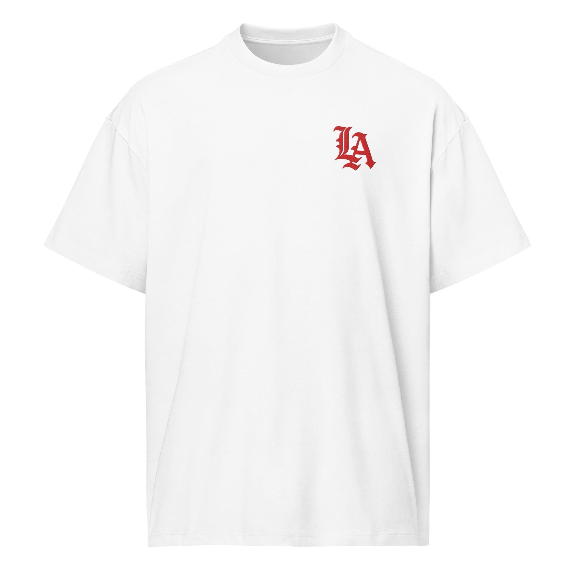 Old English LA Box Tee w/Red Embroidery