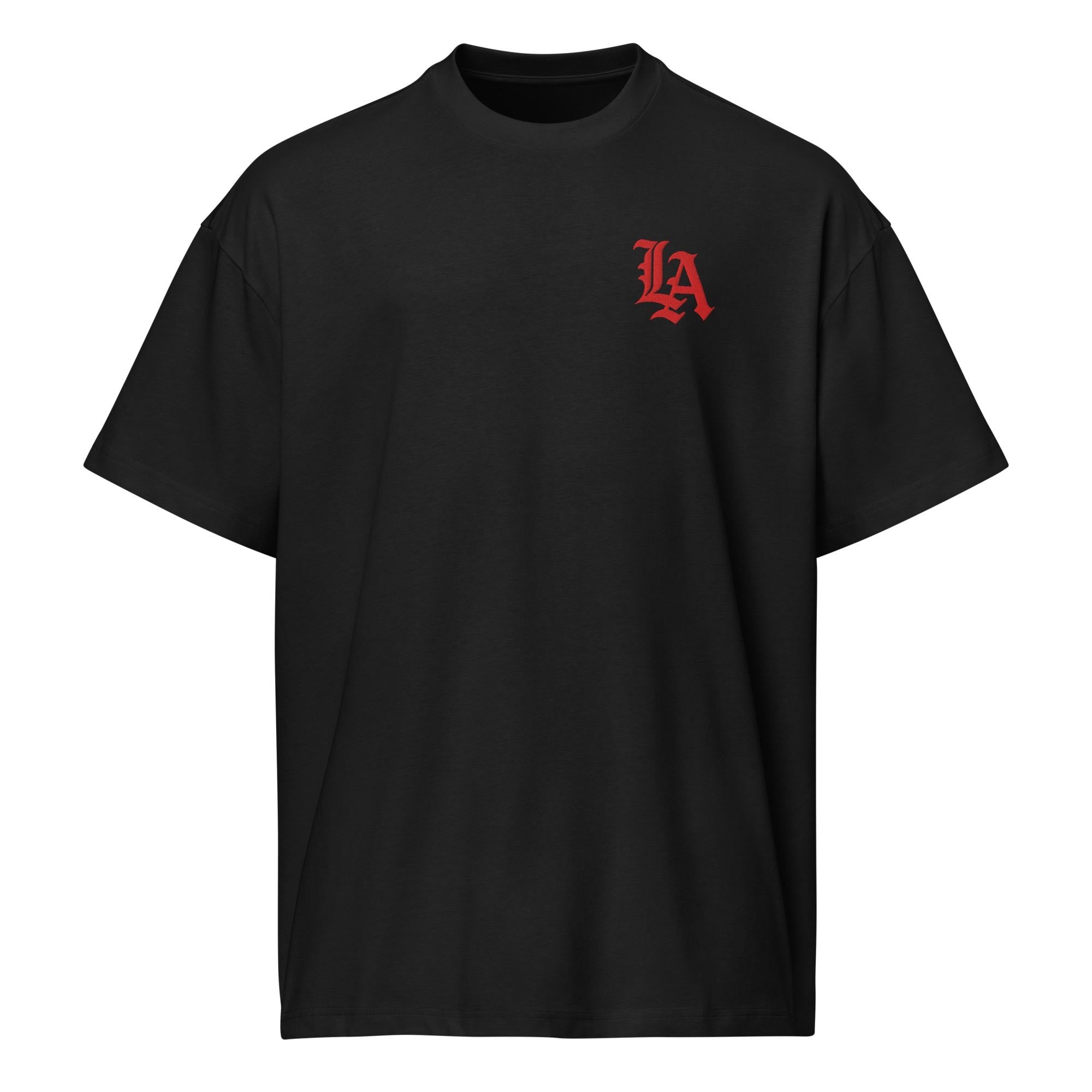 Old English LA Box Tee w/Red Embroidery